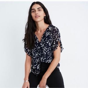 Beautiful Madewell Memento Ruffle-Sleeve Top Drifting Petals